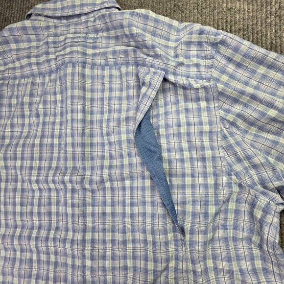 Duluth Trading Shirt Mens XL Tall Blue Plaid Button Up Vented Pocket Gorp Casual - Picture 8 of 12